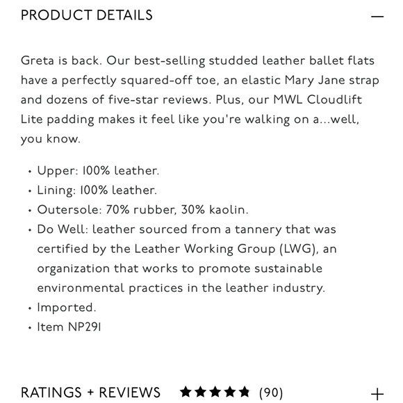 Madewell Leather Greta Studded Ballet Flats in Ecru Size 9.5 - Picture 7 of 8